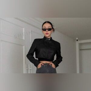 DAZY ♡  Biker jacket with button and zipper, long sleeve, elegant, for women